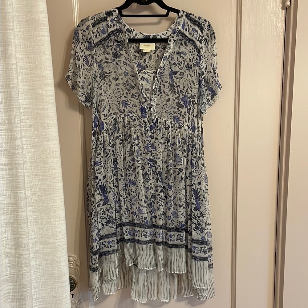 Maeve Blue and White Sheath Dress